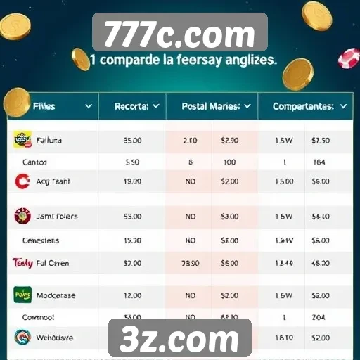 Comparação do 777c.com com concorrentes do mercado